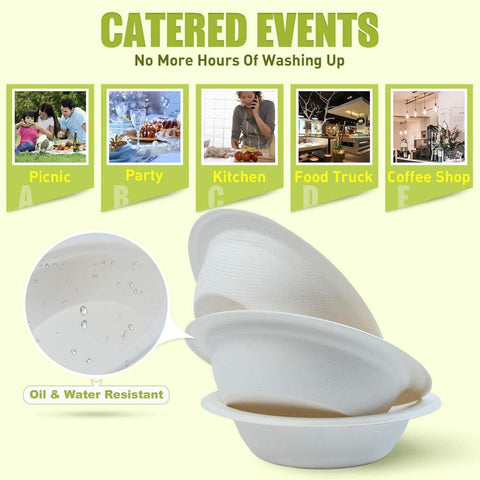 【可降解＆微波】一次性甘蔗漿紙碗 可降解紙漿即棄碗 【20PCS】Disposable Paper Bowls Salad Bowls Party tableware BBQ bowls Eco-Friendly Disposable Bowl Microwavable bowls