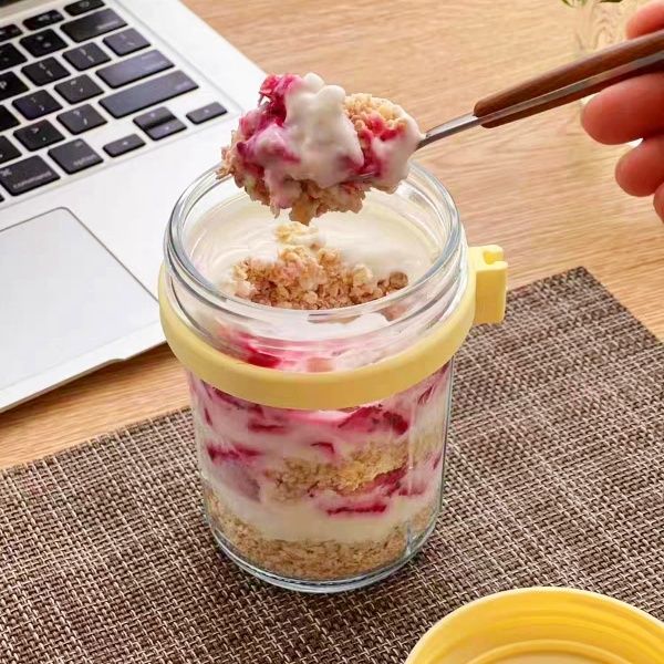 【自帶勺子】YNI 隔夜燕麥杯玻璃套裝 優格杯 早餐杯 【with spoon】YNI Overnight oats cup