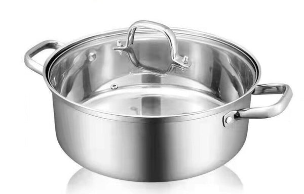 【32cm大容量】不銹鋼火鍋煲 電磁爐明火通用 【32cm】Food Grade Stainless Steel Pot Hot Pot Dining Cookware Shabu Shabu