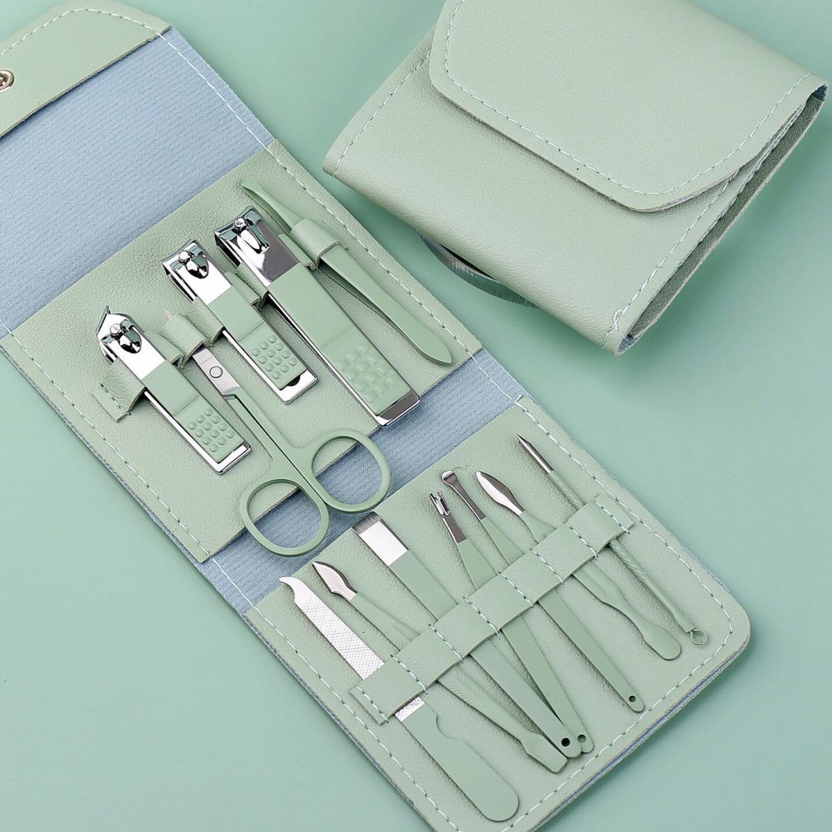 【12件套】不銹鋼指甲鉗套裝 指甲鉗套裝  【12 Pieces】 Manicure Set with PU Leather Case