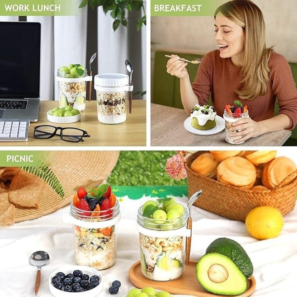 【自帶勺子】YNI 隔夜燕麥杯玻璃套裝 優格杯 早餐杯 【with spoon】YNI Overnight oats cup