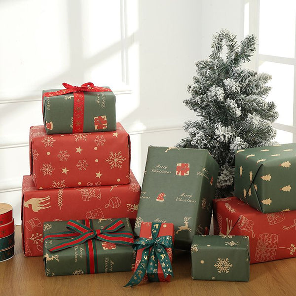 【啞光加厚牛皮紙】聖誕節花紙 包裝紙 聖誕禮品紙 Christmas Wrapping Paper Christmas Gift packing paper