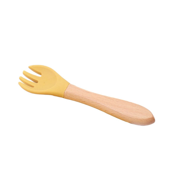 【實木柄】YNI 日式兒童矽膠軟叉 【Solid Wood Handle】YNI Japanese-Style Silicone Soft Fork for Children