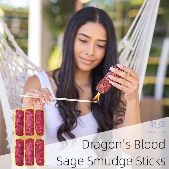 【6紮】美國有機龍血鼠尾草 天然鼠尾草煙薰淨化棒 Dragon's Blood Sage Smudge Sticks for Cleansing House