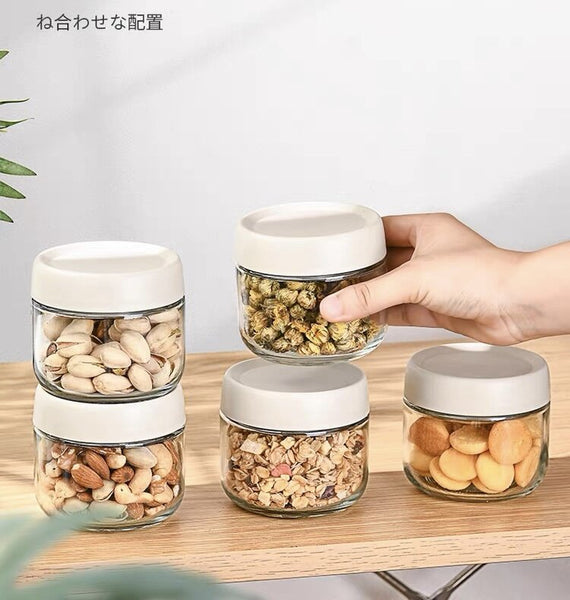 日式玻璃儲物罐 玻璃密封罐 五谷雜糧收納盒 Japanese glass storage jar glass sealed jar multi-grain storage box