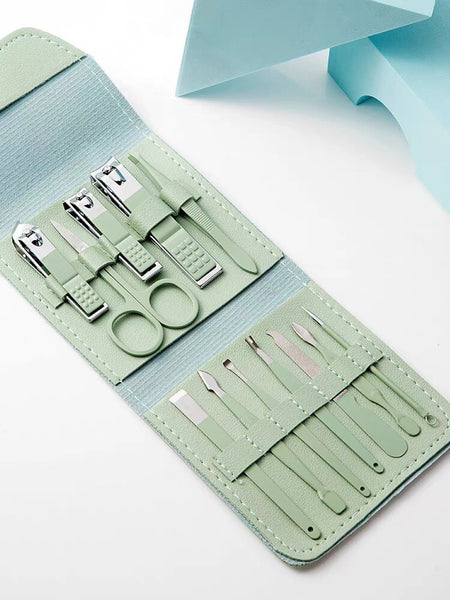 【12件套】不銹鋼指甲鉗套裝 指甲鉗套裝  【12 Pieces】 Manicure Set with PU Leather Case