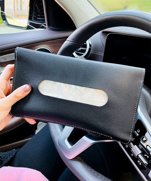 汽車遮陽板紙巾套 皮革紙巾盒 Car Visor Tissue Cover Leather Tissue Box