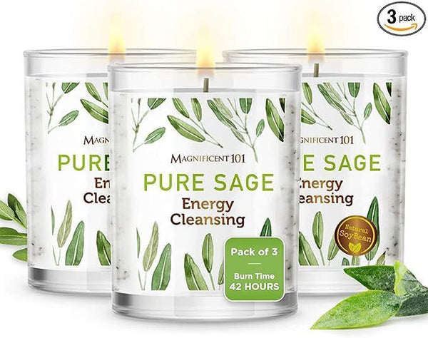 【3個裝 | 美國製】Magnificent 101 純鼠尾草香薰蠟燭 消除負能量 Pure Sage Candle Aromatherapy Meditation Candle House Energy Cleansing