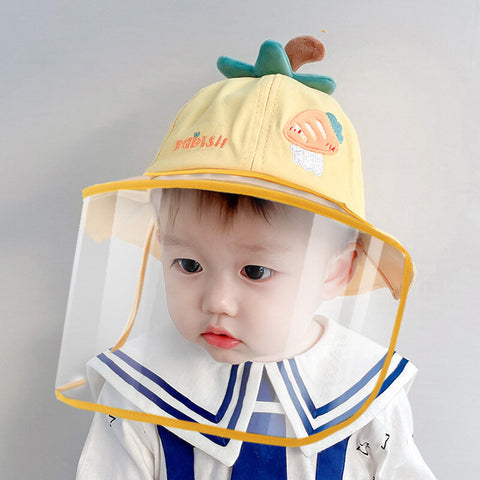 【帽子＋面罩兩用】小孩防疫帽 嬰兒防護面罩 寶寶防護帽 【Removable Face Shield】baby Bucket Hat with face shield Dustproof Sun hats