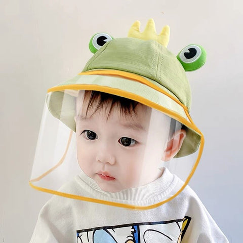 【帽子＋面罩兩用】小孩防疫帽 嬰兒防護面罩 寶寶防護帽 【Removable Face Shield】baby Bucket Hat with face shield Dustproof Sun hats