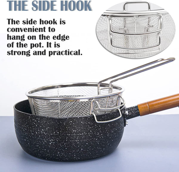 【可折疊手柄】日式YNI 廚房不銹鋼油炸籃 瀝水籃 薯條網 Foldable handle kitchen stainless steel frying basket