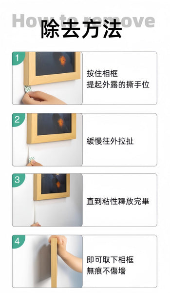 【50個裝】免打孔強力無痕雙面貼紙 易拉膠魔力貼 no hole-punching strong non-marking magic buckle photo frame