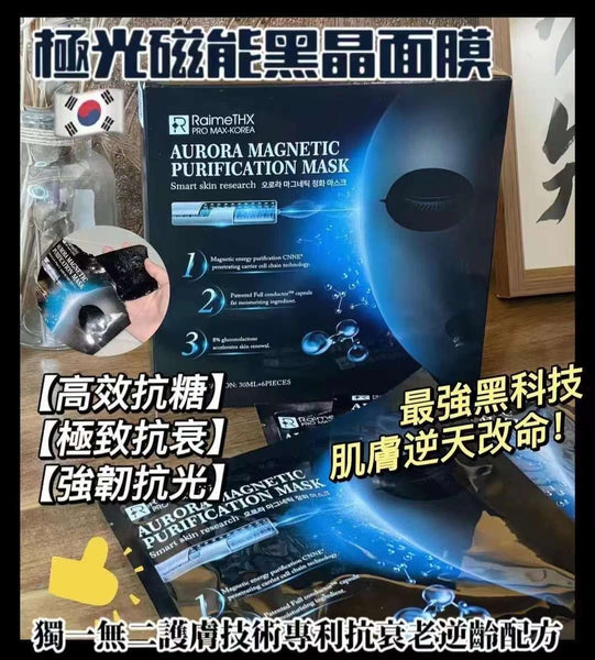 【韓國製 | 6片】極光黑膜 抗氧化面膜 抗糖化面膜 修復氧化DNA Aurora Black Mask Anti-oxidation