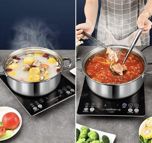 【32cm大容量】不銹鋼火鍋煲 電磁爐明火通用 【32cm】Food Grade Stainless Steel Pot Hot Pot Dining Cookware Shabu Shabu