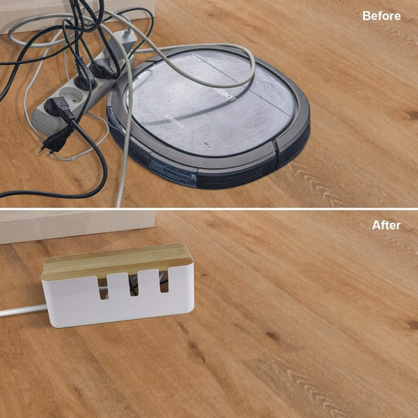 日式木系電線收納盒 電源線收納箱 集線器 插座整理盒 電製收納 電制整理盒 Cable Organizer Box - Cord Organizer Box - Power Strip Cable Management Box