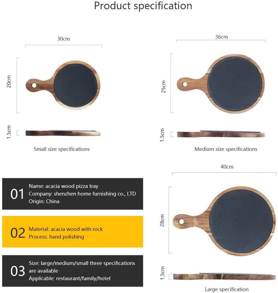 【二合一】日式岩石圓盤連披薩板 餐盤 岩石盤 芝士板 木托盤 圓木盤 西餐碟 壽司 牛排碟 【2in1】 Acacia wood with rock pizza board steak plate sushi plate bread platter Pizza cutting board