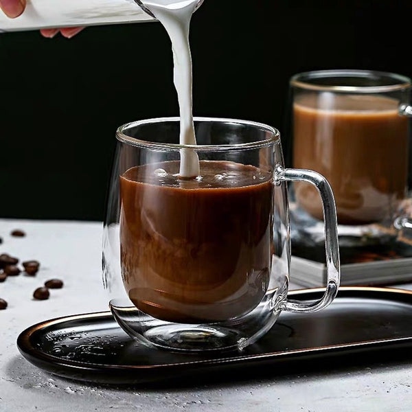 【雙層玻璃 | 帶手柄】耐熱玻璃杯 咖啡杯 Double Walled Insulated Mugs with Handle