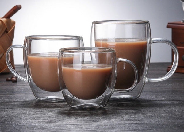 【雙層玻璃 | 帶手柄】耐熱玻璃杯 咖啡杯 Double Walled Insulated Mugs with Handle