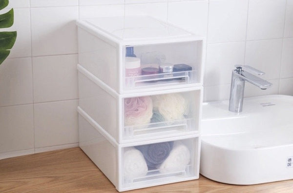 抽屜式收納箱 白色透明多功能收納櫃   玩具 / 衣物 / 雜物收納 Plastic Storage Drawer Stacking storage box household organizer