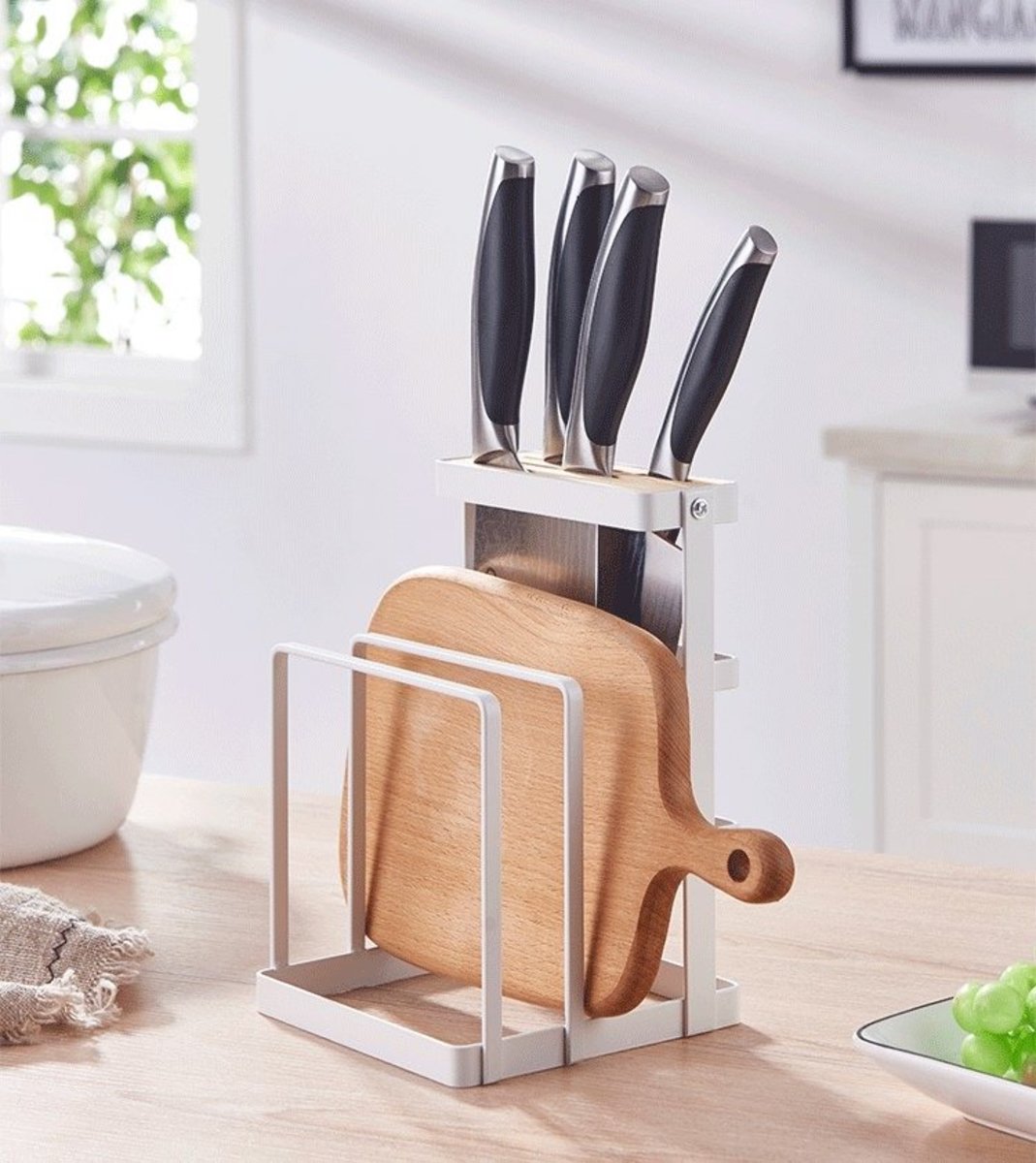 日式刀架 砧板架 多功能 金屬刀架 廚房 廚具收纳 置物架 Knife Rack Cutting Board Holder Kitchen Organizer Bakeware Drying Rack