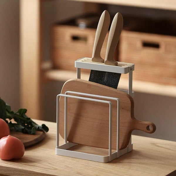 日式刀架 砧板架 多功能 金屬刀架 廚房 廚具收纳 置物架 Knife Rack Cutting Board Holder Kitchen Organizer Bakeware Drying Rack