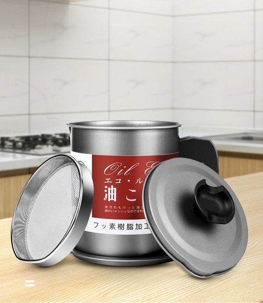 日式不銹鋼隔油渣過濾壺 過濾油壺 倒油瓶  Japan stainless steel oil filter pot