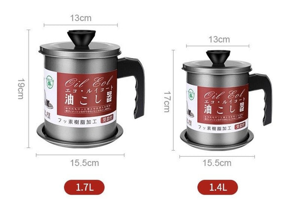 日式不銹鋼隔油渣過濾壺 過濾油壺 倒油瓶  Japan stainless steel oil filter pot