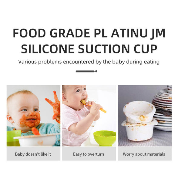 【帶蓋碗＋匙】小熊吸盤寶寶矽膠碗 帶蓋吸盤碗  幼兒餐具 【Bowl with lid + spoon】Bear Suction Cup Baby Silicone Bowl with lid Suction Cup Bowl Toddler Tableware