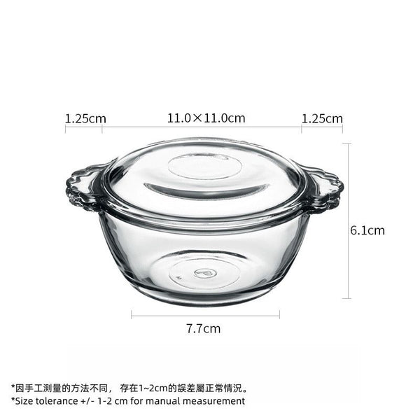 【土耳其製｜帶蓋】PASABACHE 透明鋼化玻璃碗 蒸蛋碗 洗碗機/微波爐可用 【Turkey|With Lid】PASABAHCE Tempered Glass Bowl