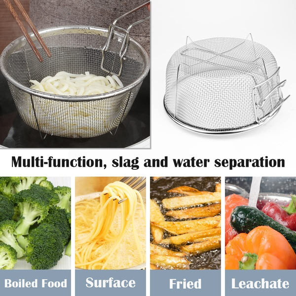 【可折疊手柄】日式YNI 廚房不銹鋼油炸籃 瀝水籃 薯條網 Foldable handle kitchen stainless steel frying basket