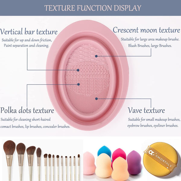 【2合1】可摺疊化妝掃清潔碗 化妝刷清潔墊 折疊洗刷碗 美妝蛋洗潔碗 摺疊碗 洗刷墊 YNI Silicone Foldable Makeup Brush Cleaning Bowl Portable Makeup Brush Cleaning Mat Makeup Brush Round Corner Cleaning Pad Makeup Sponge Cleaning mini folding wash bowl