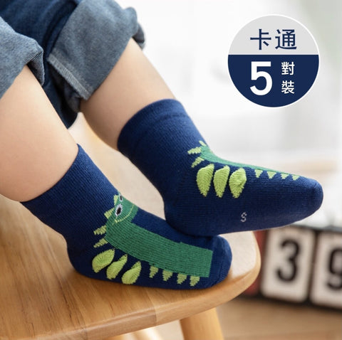 【5對裝】1-3歲小孩襪 小童襪子 嬰兒BB襪 加厚寶寶襪 卡通防滑公仔襪 【5pcs】Kid socks Baby Socks (1-3years old)