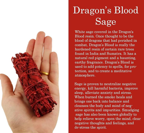 【6紮】美國有機龍血鼠尾草 天然鼠尾草煙薰淨化棒 Dragon's Blood Sage Smudge Sticks for Cleansing House