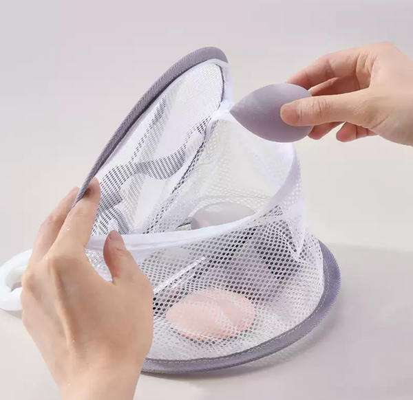 【帶蓋防塵】YNI日式美妝蛋晾曬網 粉撲晾籃 化妝刷晾曬籃 【Dust-proof with cover】Beauty egg drying net powder puff makeup brush drying basket