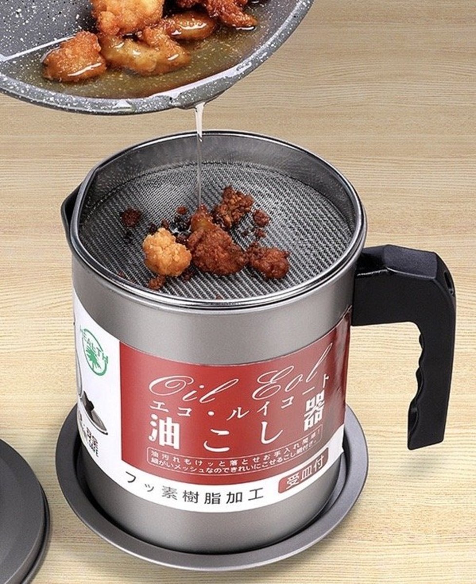 日式不銹鋼隔油渣過濾壺 過濾油壺 倒油瓶  Japan stainless steel oil filter pot