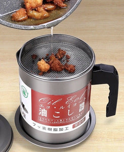 日式不銹鋼隔油渣過濾壺 過濾油壺 倒油瓶  Japan stainless steel oil filter pot