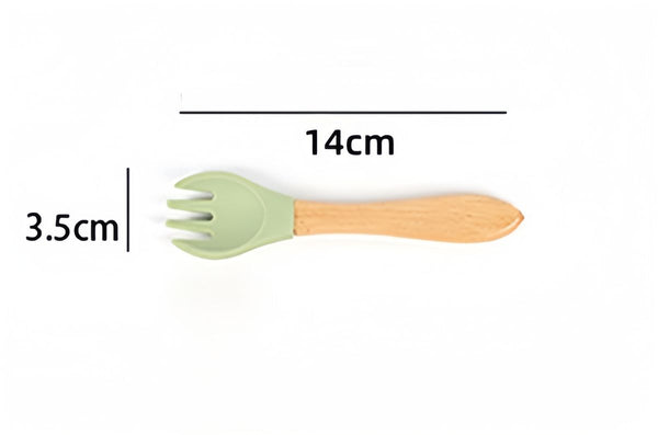 【實木柄】YNI 日式兒童矽膠軟叉 【Solid Wood Handle】YNI Japanese-Style Silicone Soft Fork for Children