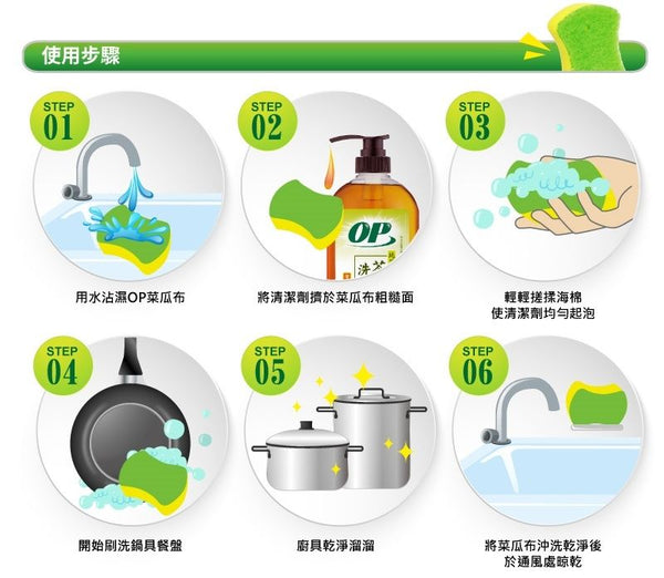 【台灣製】台灣OP茶樹抗菌海綿菜瓜布 廚房清潔海綿 【Made in Taiwan】OP Tea Tree Antibacterial Sponge