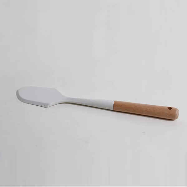 日式木系廚具 白色木柄矽膠廚具 食物夾 刮刀 鏟 油刷 打蛋器 抹刀 Japanese Wooden Kitchen Utensils White Wooden Handle Silicone Kitchen Utensils Food Clip Spatula Spatula Oil Brush Egg Beater Spatula