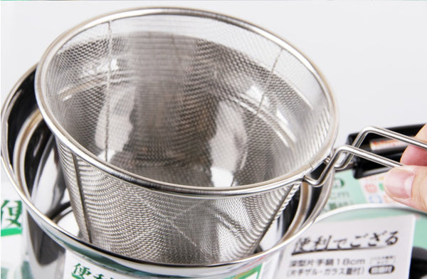 日本不銹鋼多功能鍋 油炸隔油煲 撈麵煲 Japan stainless steel pot cooking pot fryer multi-functional pot