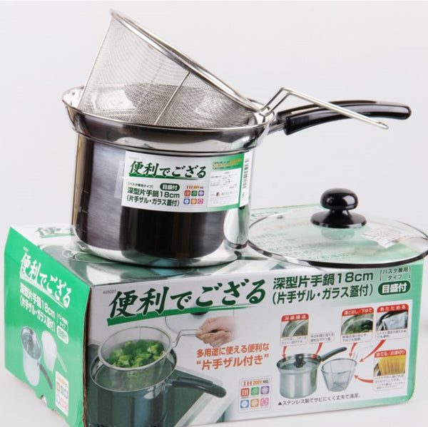 日本不銹鋼多功能鍋 油炸隔油煲 撈麵煲 Japan stainless steel pot cooking pot fryer multi-functional pot