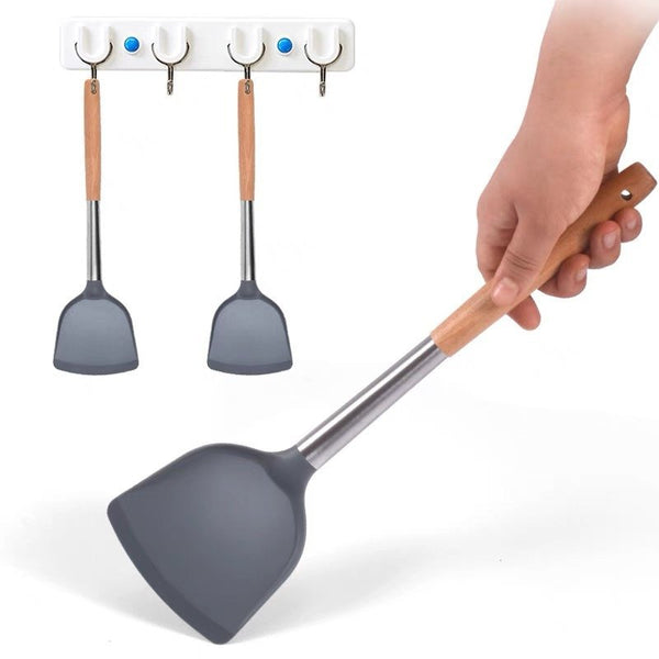 【矽膠】鑊鏟 炒菜矽膠鏟 木柄 不銹鋼不粘鍋 ilicone shovel silicone spatul
