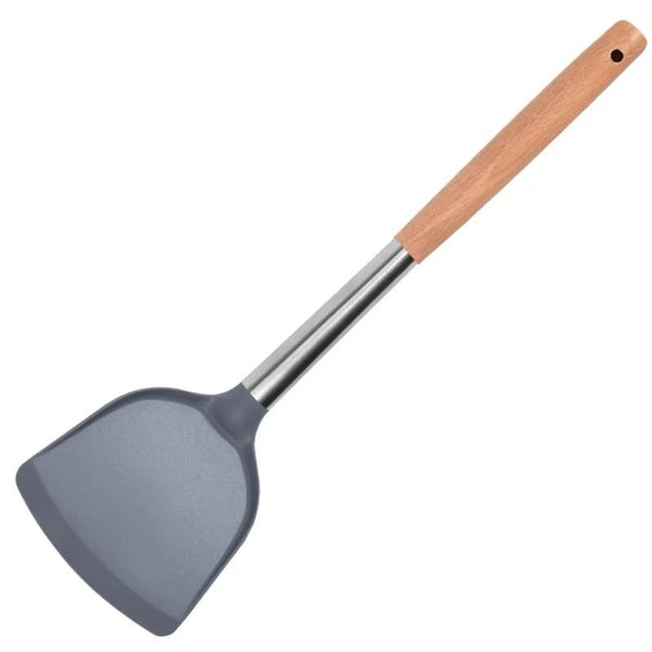 【矽膠】鑊鏟 炒菜矽膠鏟 木柄 不銹鋼不粘鍋 ilicone shovel silicone spatul