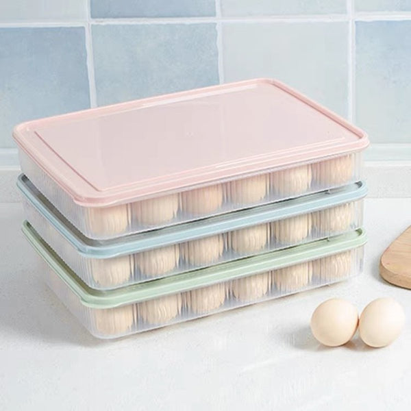 帶蓋（24格）雞蛋保鮮收納盒- 24顆 冰箱 分格 托盤 24 Grid Large Capacity Egg Holder for Refrigerator