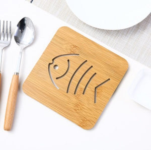 防燙隔熱木墊 餐桌墊 防滑 煲墊（魚仔）wooden coaster heat insulation pad table mat non-slip pot mat (Fish)