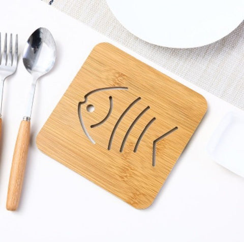 防燙隔熱木墊 餐桌墊 防滑 煲墊（魚仔）wooden coaster heat insulation pad table mat non-slip pot mat (Fish)