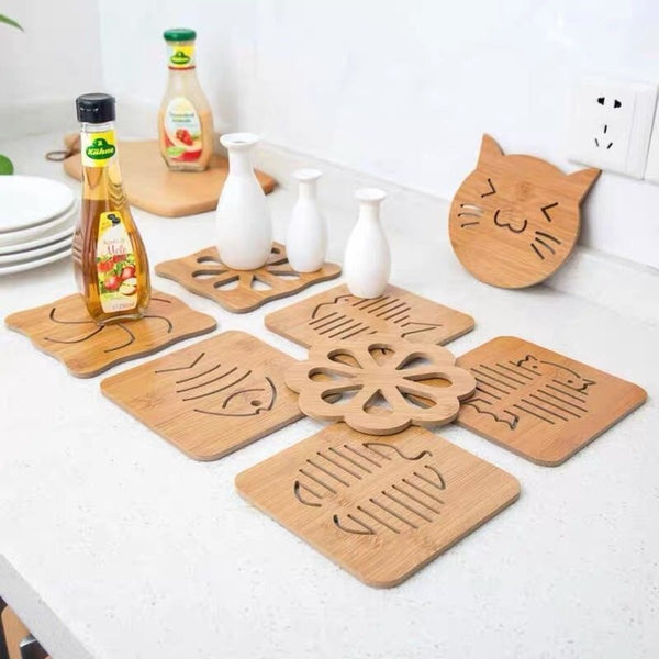 防燙隔熱木墊 餐桌墊 防滑 煲墊（魚仔）wooden coaster heat insulation pad table mat non-slip pot mat (Fish)