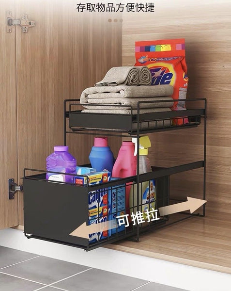 下水槽可推拉置物架 Two Tier Sliding Under Sink Cabinet