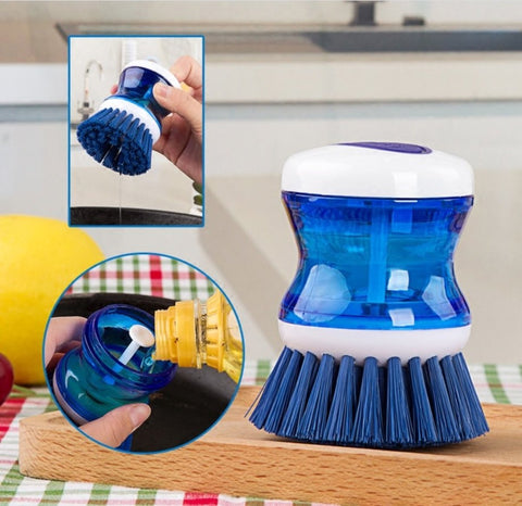 日式洗碗刷(按壓式添加洗潔精)Soap Dispensing Palm Kitchen Brush