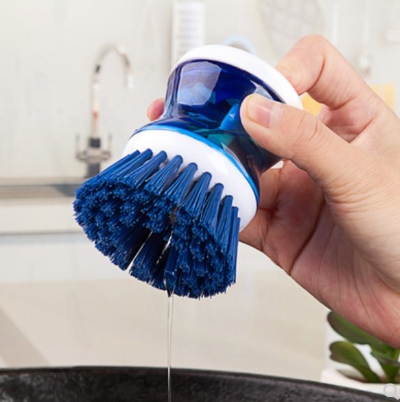 日式洗碗刷(按壓式添加洗潔精)Soap Dispensing Palm Kitchen Brush